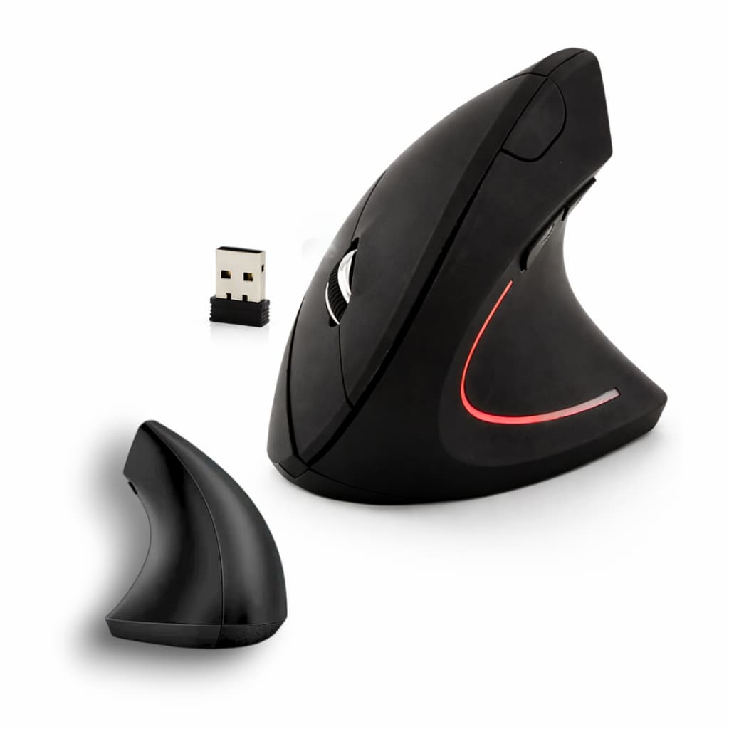 Mouse sem fio 3600 Dpi Vertical Ergonômico  - Wifi 2.4ghz Rgb Preto