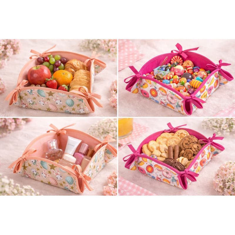 Kit 2 Cestinhas Organizadoras de Tecido | Porta Objetos, Maquiagem, Café da Manhã, Decorativa Dobrável
