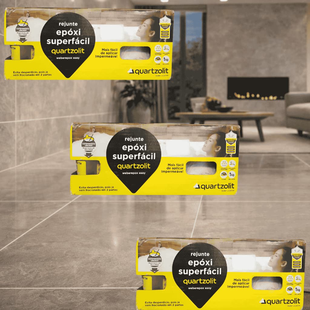 Kit 3 Rejunte Epóxi Quartzolit 1KG Branco Premium - Pisos Paredes Piscinas Impermeável Antimofo