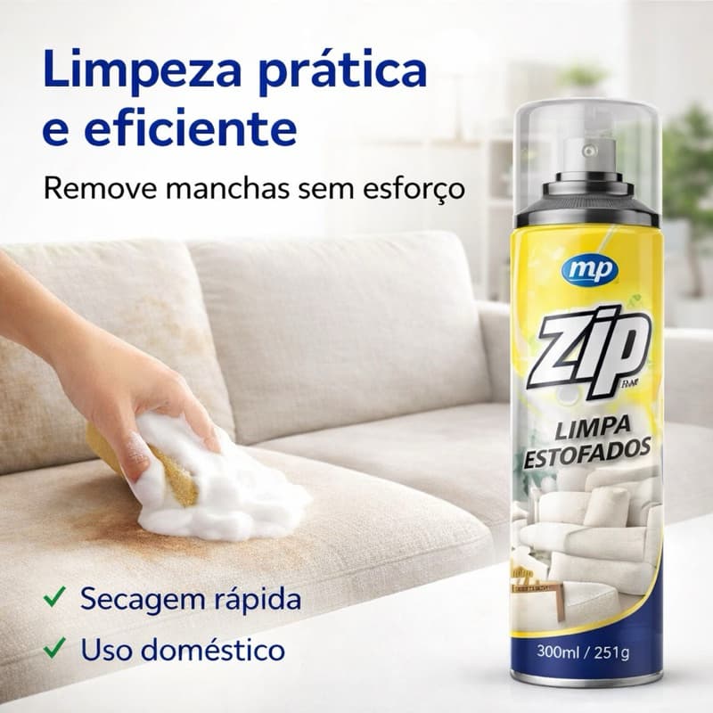 Espuma Limpa Estofados a Seco ZIP 300ml Sofá Tapete Banco Colchão Carpete Carro