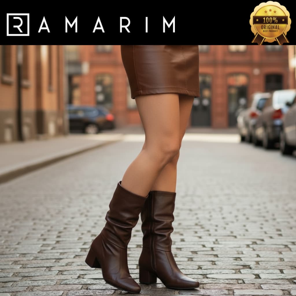 Bota Ramarim Feminina Couro Legítimo Cano Curto Slouchy Country Total Comfort Confortável 2657104 Original
