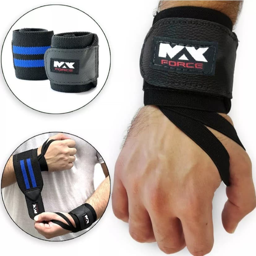 Munhequeira Faixa de Pulso Elástica 30cm Par Academia Powerliting Max Force