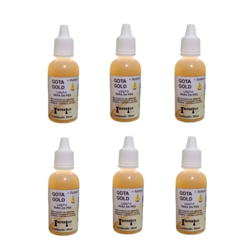 kit com 6 Gotas milagrosas Gold para os pés combate rachaduras & ressecamento ( com Alantoína e Retinol)