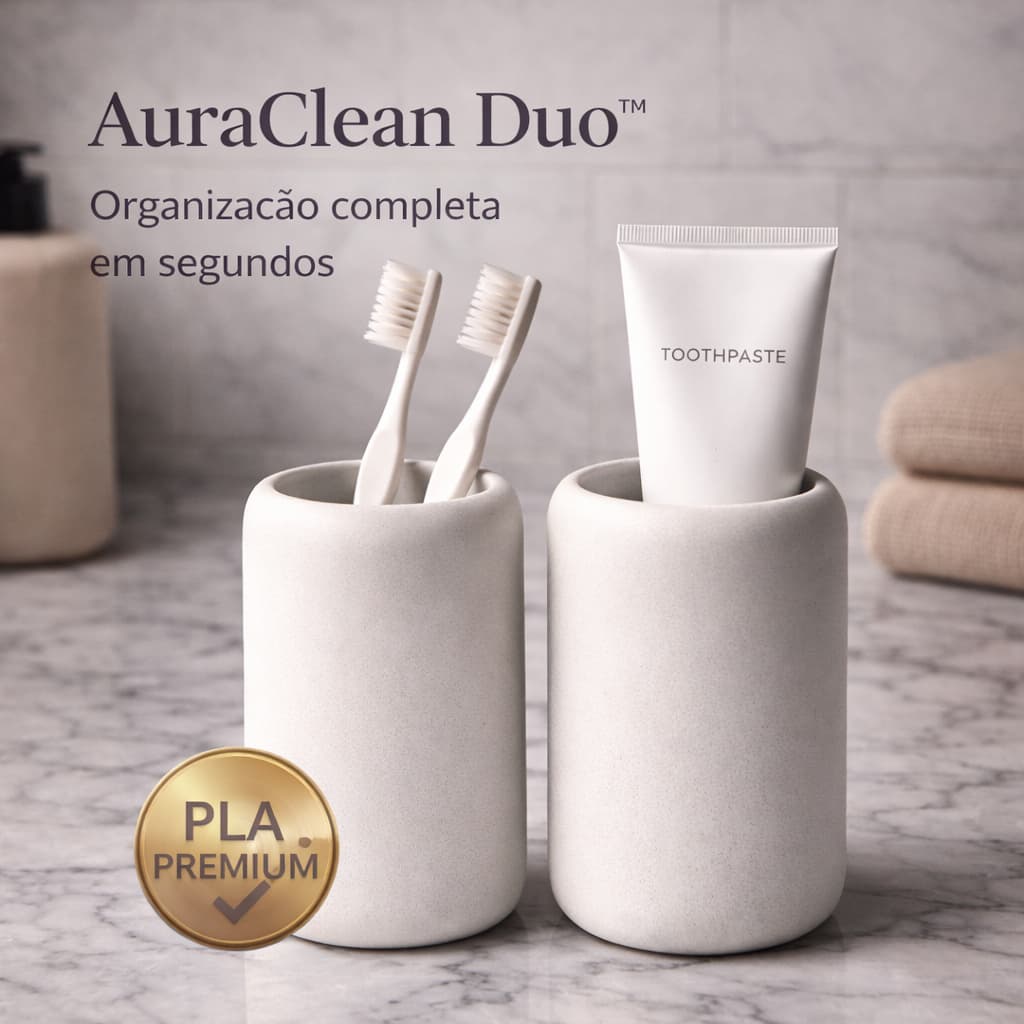 Kit 2 Unidades Porta Escova de Dentes Organizador de Banheiro Design Minimalista Organizar Banheiro