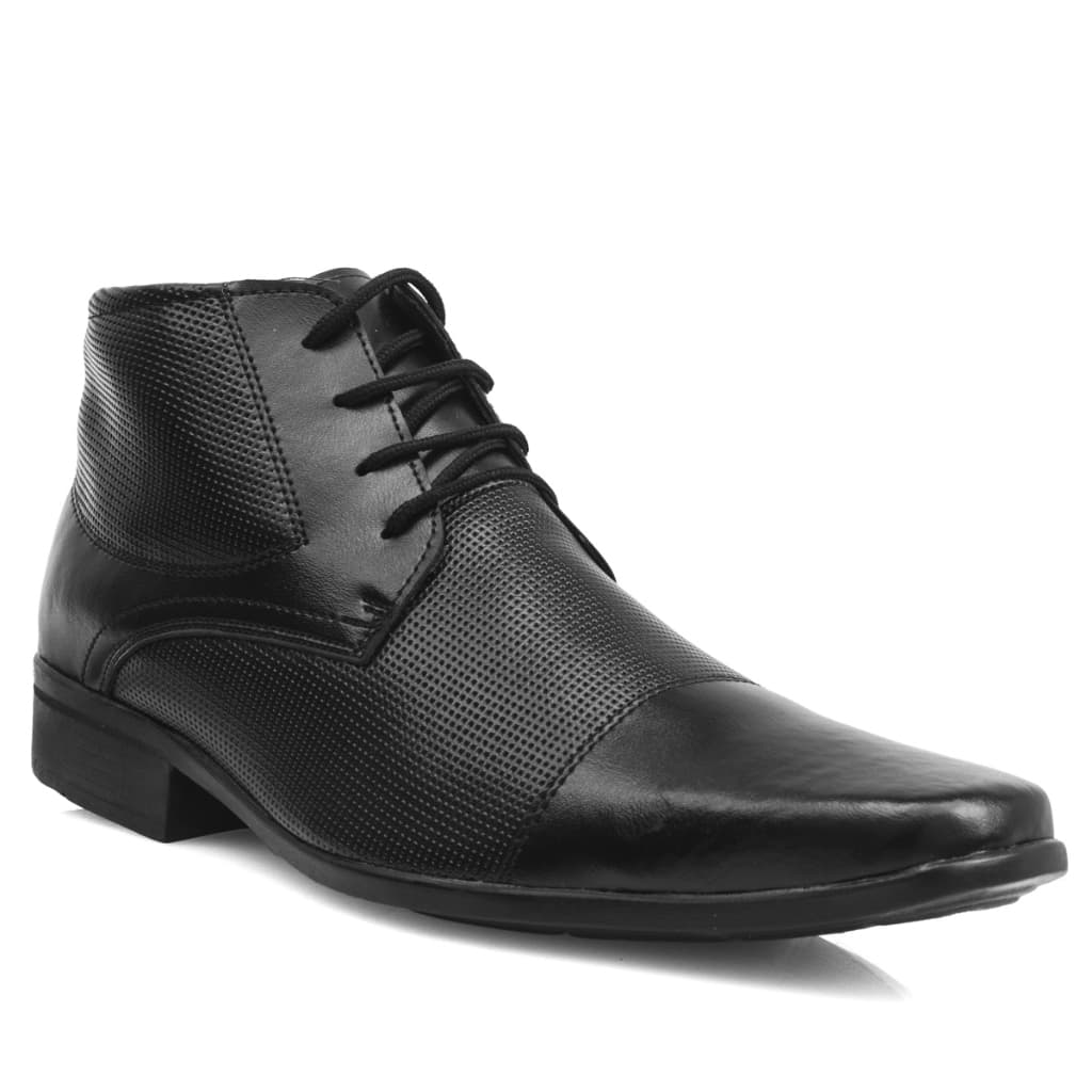 Sapato Oxford Social Cano Alto Masculino Preto - Com Cadarço
