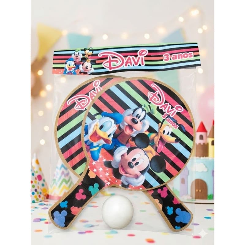 Kit 40 Pares Raquetes de ping pong Lembrancinha personalizada Festa Infatil