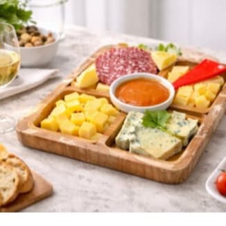 Conjunto Petisqueira Madeira Quadrada 4 Pecas Bandeja Aperitivos Servir