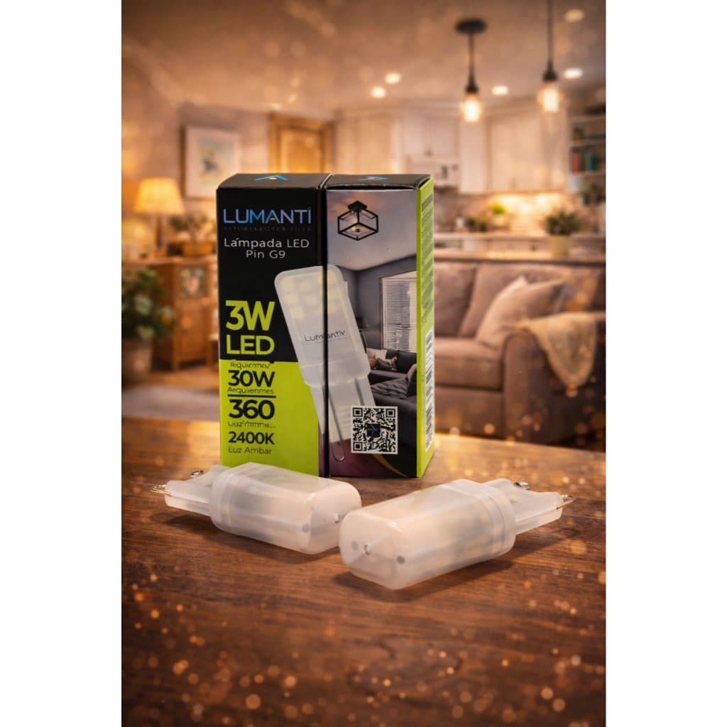 KIT DUAS LAMPADA LED ESPIGA G9 LUMANTI 3W BRNCO QUENTE PARA LUSTRES