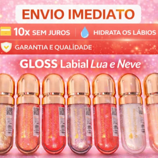 Gloss Labial Lua Neve Brilho Textura Suave Natural Hidrata os Lábios 6 cores