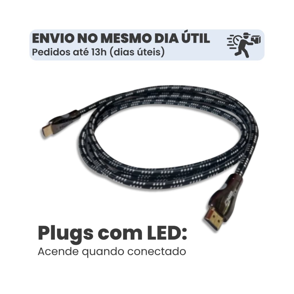 Cabo HDMI 2 metros com LED 1.4 para TV PC Monitor Projetor