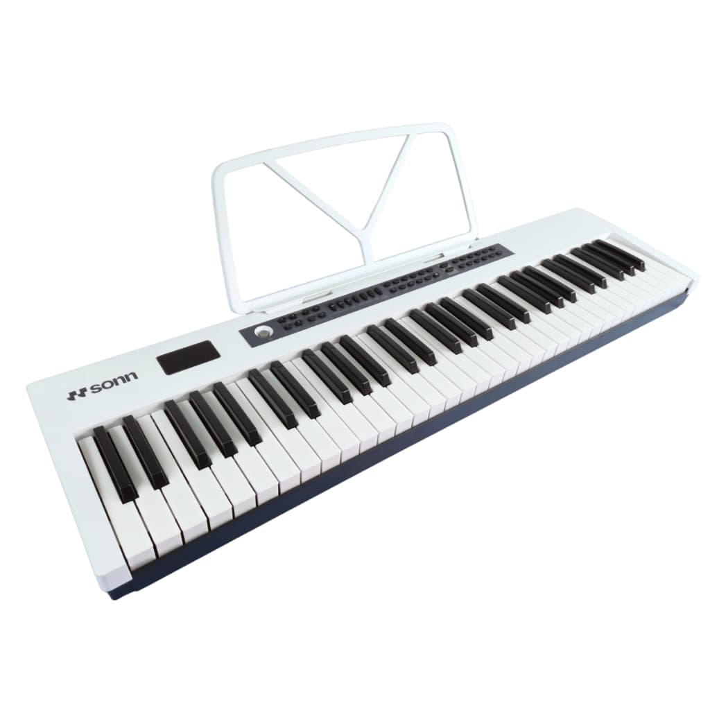 Teclado Musical Sonn SN-TC02W 61 Teclas Função Sustain Branco 300 Timbres e Ritmos 50 Músicas Demo para Iniciantes