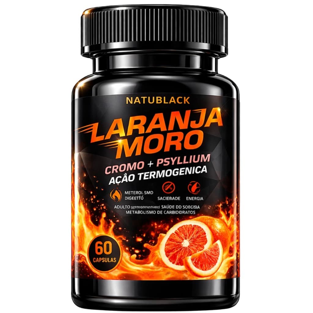 Laranja Moro + Cromo + Psyllium 60 Cápsulas - TESTADO E APROVADO
