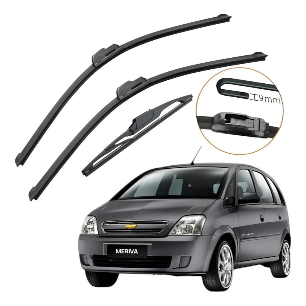 Kit Palhetas Limpador Parabrisa Silicone Meriva 2002 À 2012