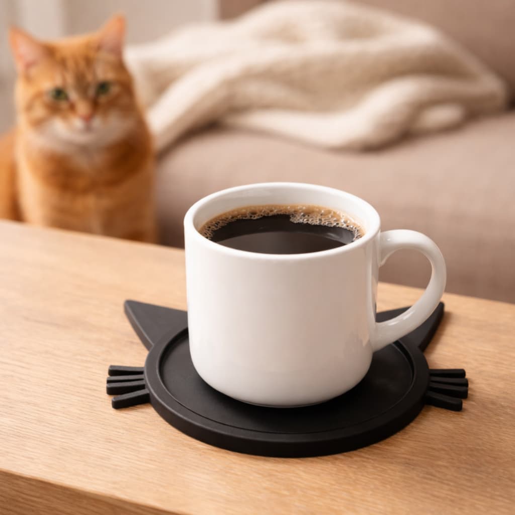 Porta Copos Gatinho 3D Suporte Xícara Caneca Criativo Decoração Mesa Presente Amantes de Gatos