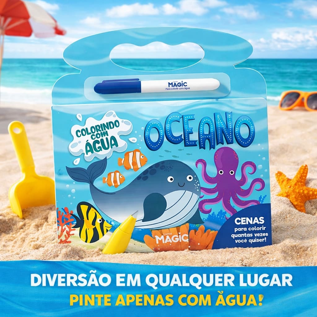 Livro Colorindo Com Água Oceano Veículos Livro Mágico Colorir Quantas Vezes Quiser