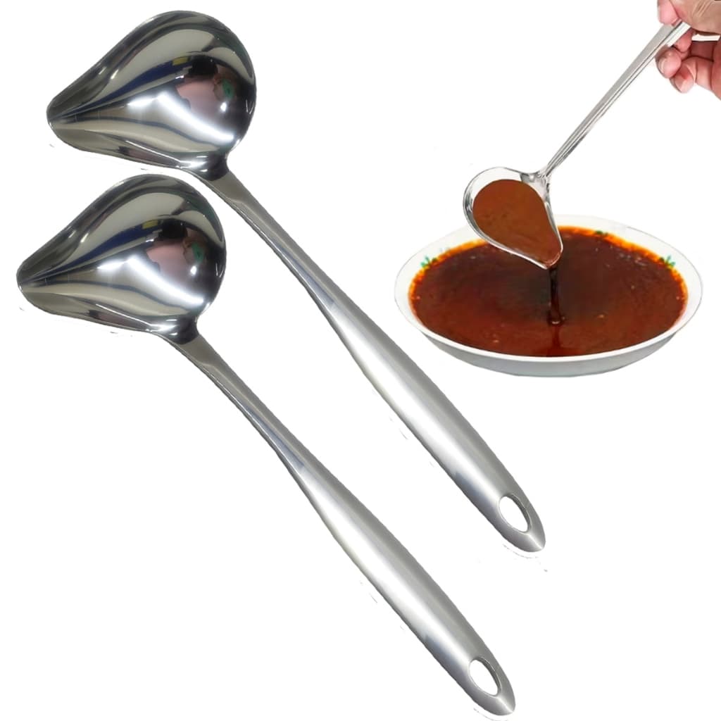Kit com 2 Concha com Bico Lateral em Aço Inox Para Servir Molhos Sopas E Caldas