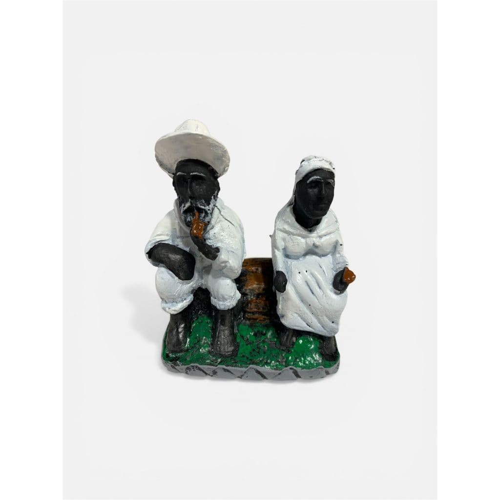 Imagem casal de Pretos Velhos Resina 8cm