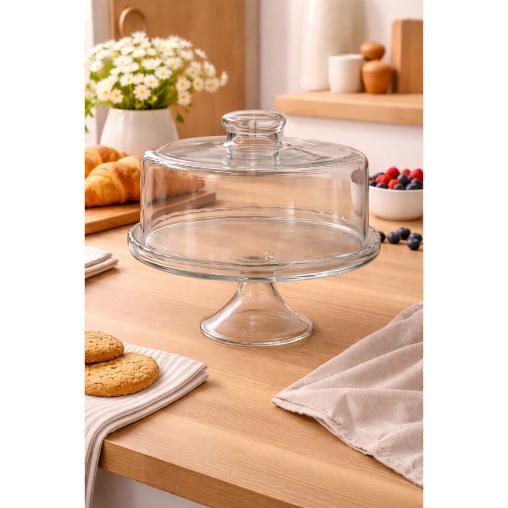 Boleira De Vidro Com Tampa Transparente - Porta Bolo, Pães, Tortas