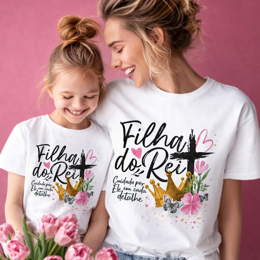Blusa camiseta mãe e filha, cristã jesus cristo, blusas combinando, presente dia das mães, camisetas ensaio