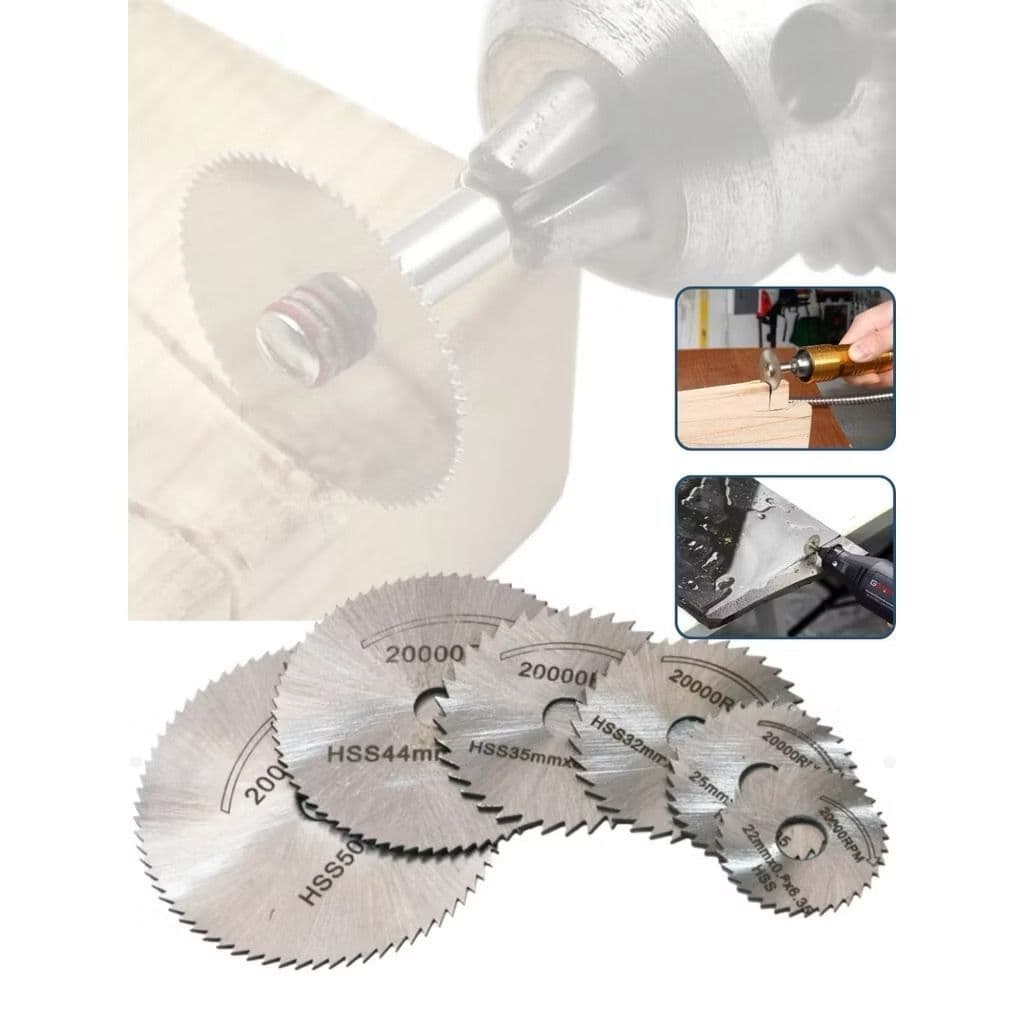Kit 7 Peças de Aço Mini Disco de Corte Serra Micro Retifica Furadeira Kit Discos de Serra Circular Mini para Retífica