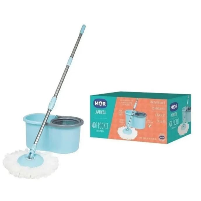 Mop Esfregão + Balde 8L Giratório Mor Centrifuga Limpador Pocket Limpeza