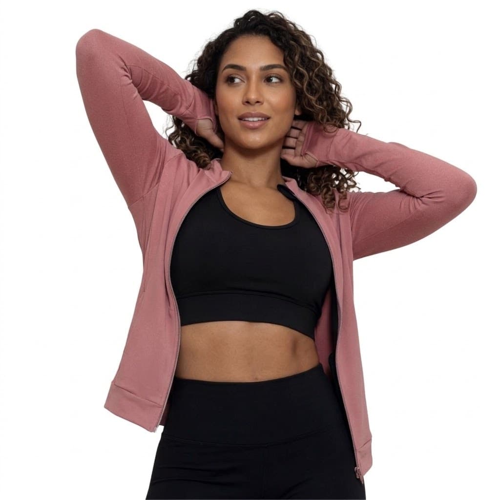 Casaquinho Fitness Feminino Com Ziper E Punho Para Dedinho Suplex 16 Cores Conforto e Estilo Jaqueta