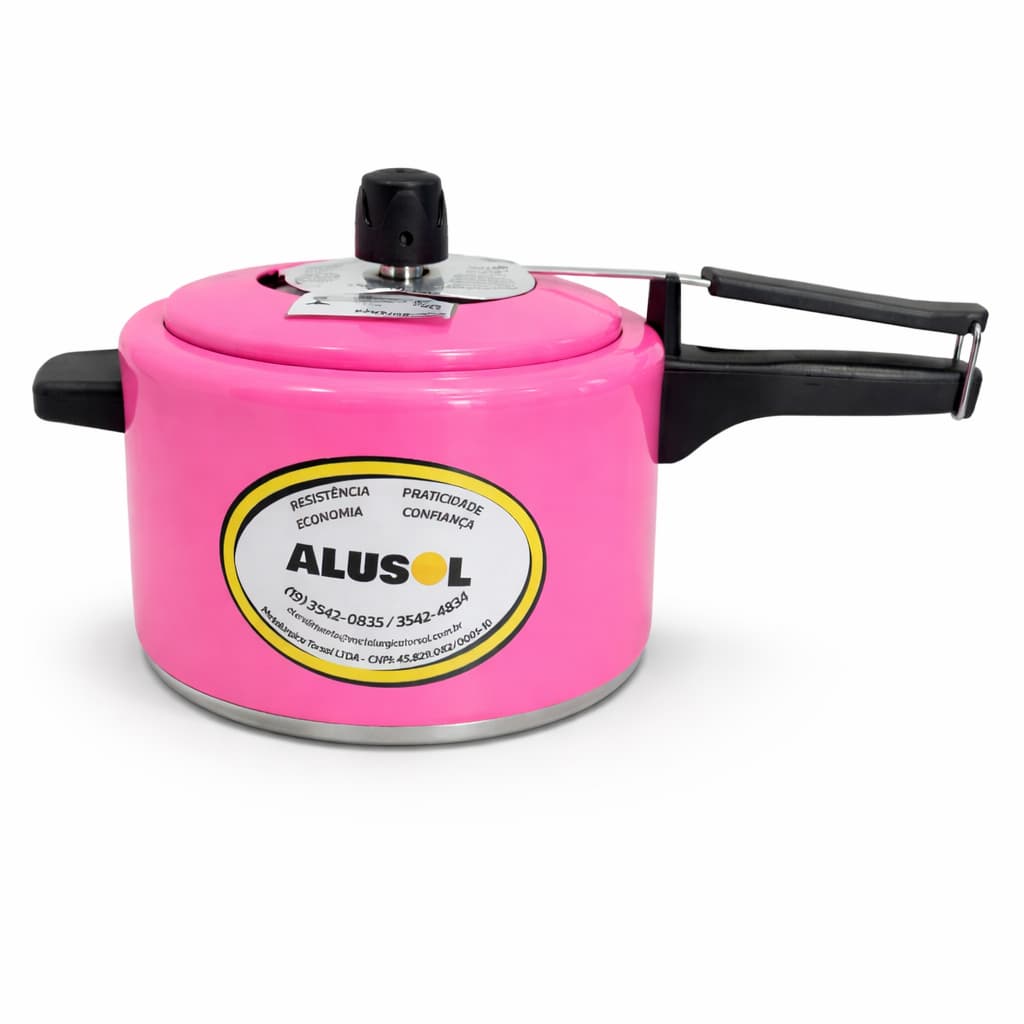 PANELA DE PRESSÃO 2,5 LITROS FECHAMENTO INTERNO ROSA NEON