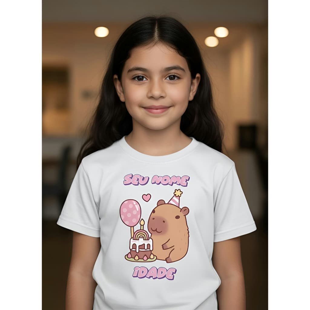 Capivara camiseta infantil menina Pronta entrega 2 ao 12 Customizado