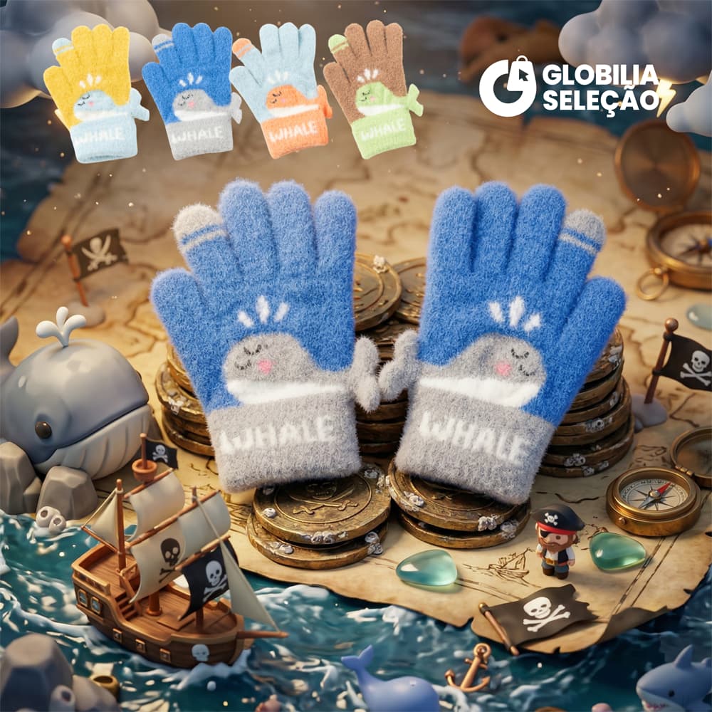 Luvas Infantil Inverno de Lã Térmica Infantil Tricô Menino Menina FYX0026BAL
