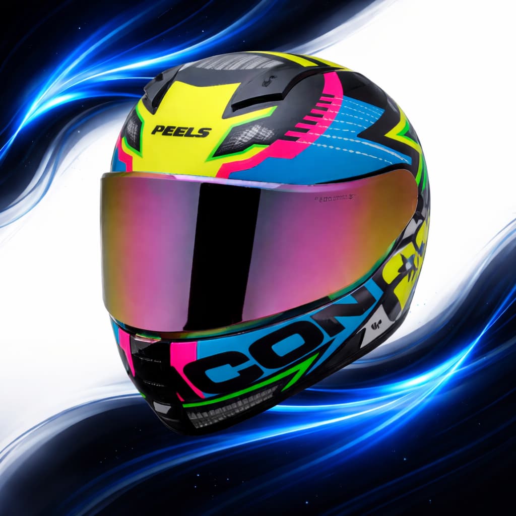 Capacete Motociclista Peels Icon Pro Rt Com Óculos Interno Preto/amarelo Brilhante