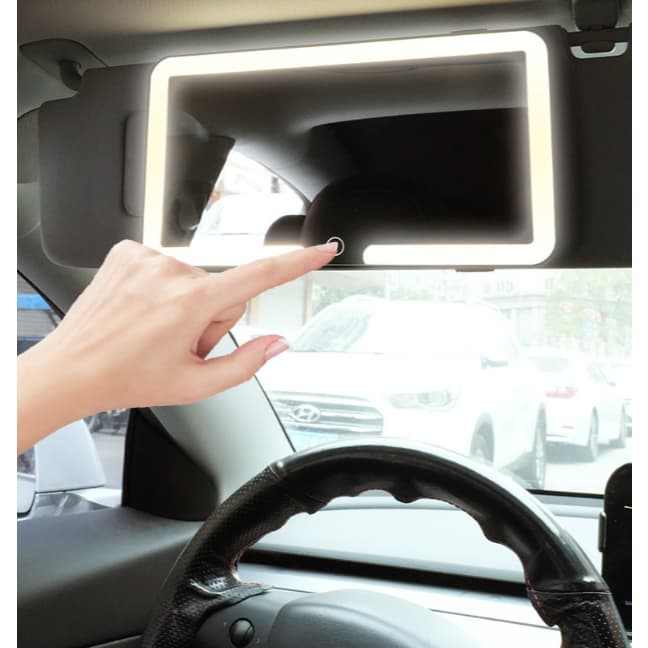 Espelho  MAQUIAGEM De Carro Com 3 Modos De Luz E 60 LEDs Recarregável TYPE-C