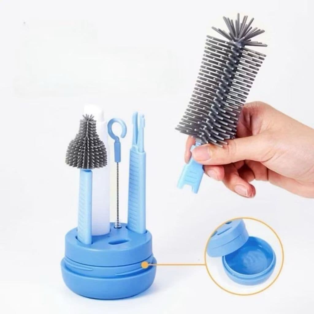 Kit Escovas de Higiene 4 em 1 Para Lavar Copo, Garrafa, Mamadeira e Canudo Escova de Limpeza Portátil para Viagem