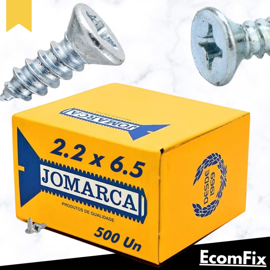 Parafusos Madeira Philips 2,2x6,5mm Zincado Mini Parafuso - Caixa 500 Peças