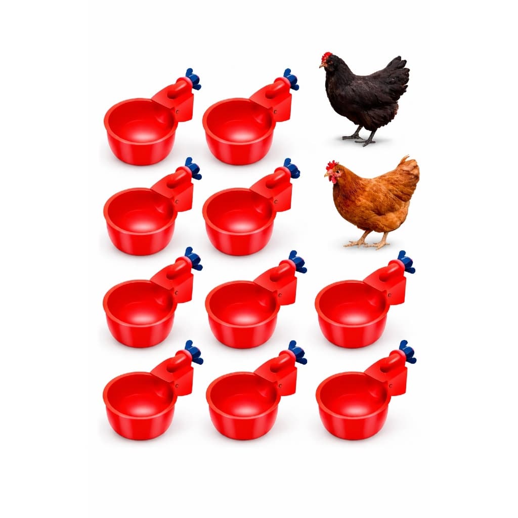 10 Bebedouro Automático Para Aves Galinha Codorna Frango Pato Ganso Copo Vermelho