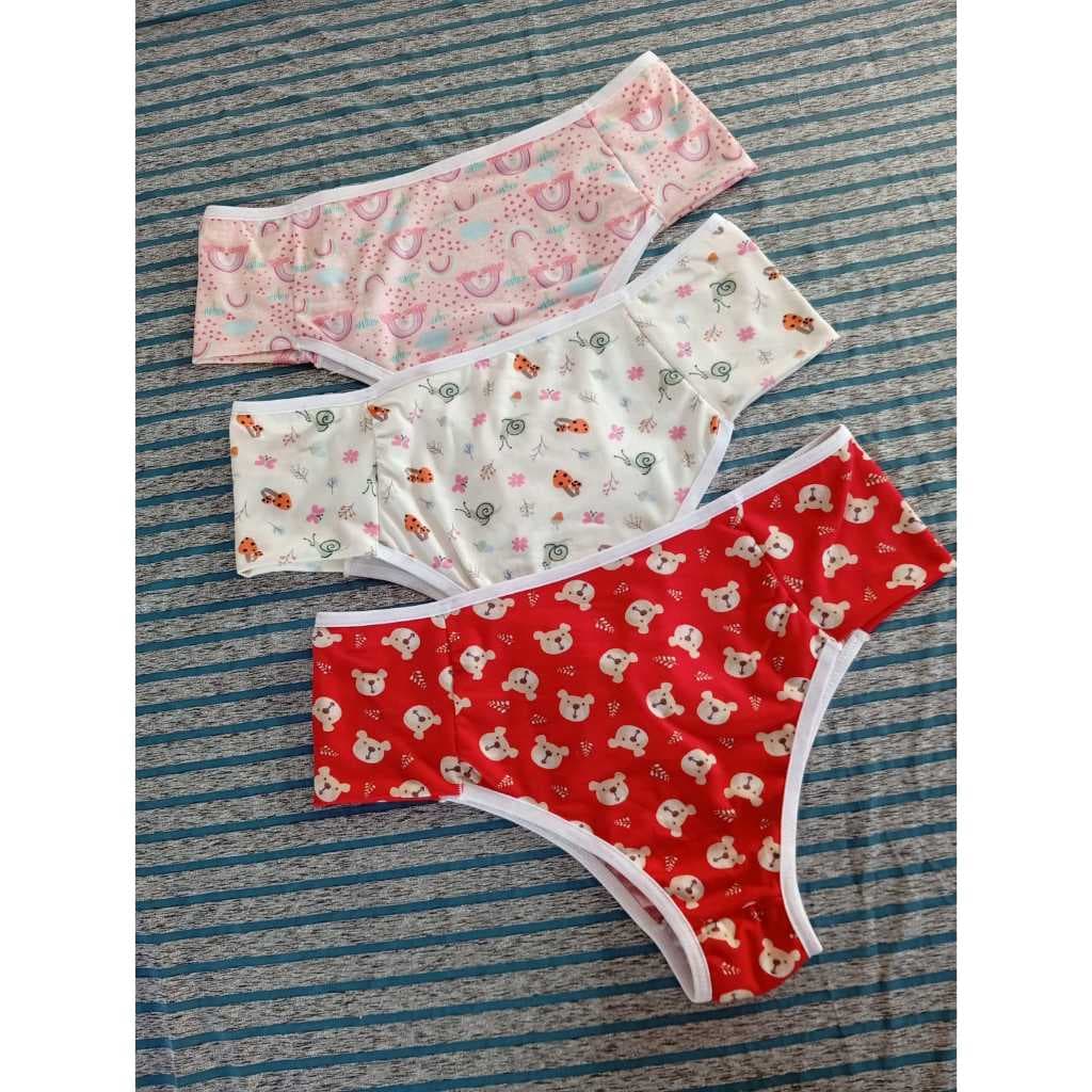 Calcinha cintura alta feminina de pala na lateral