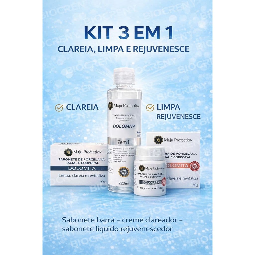 Kit Tira Manchas Dolomita Sabonete Barra Sabonete Liquido e Pomada Clareadora Tira manchas Anti Ruga