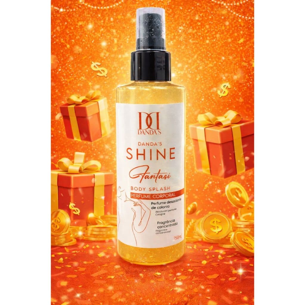 Body Splash Danda’s Shine Fantasi 250ml – Perfume Corporal com Brilho ✨ Doce, Sedutor e Iluminador