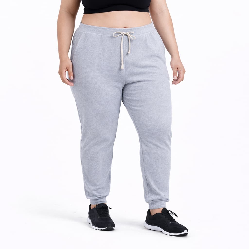 Calça Moletom Feminina Plus Size Punho Skinny Academia