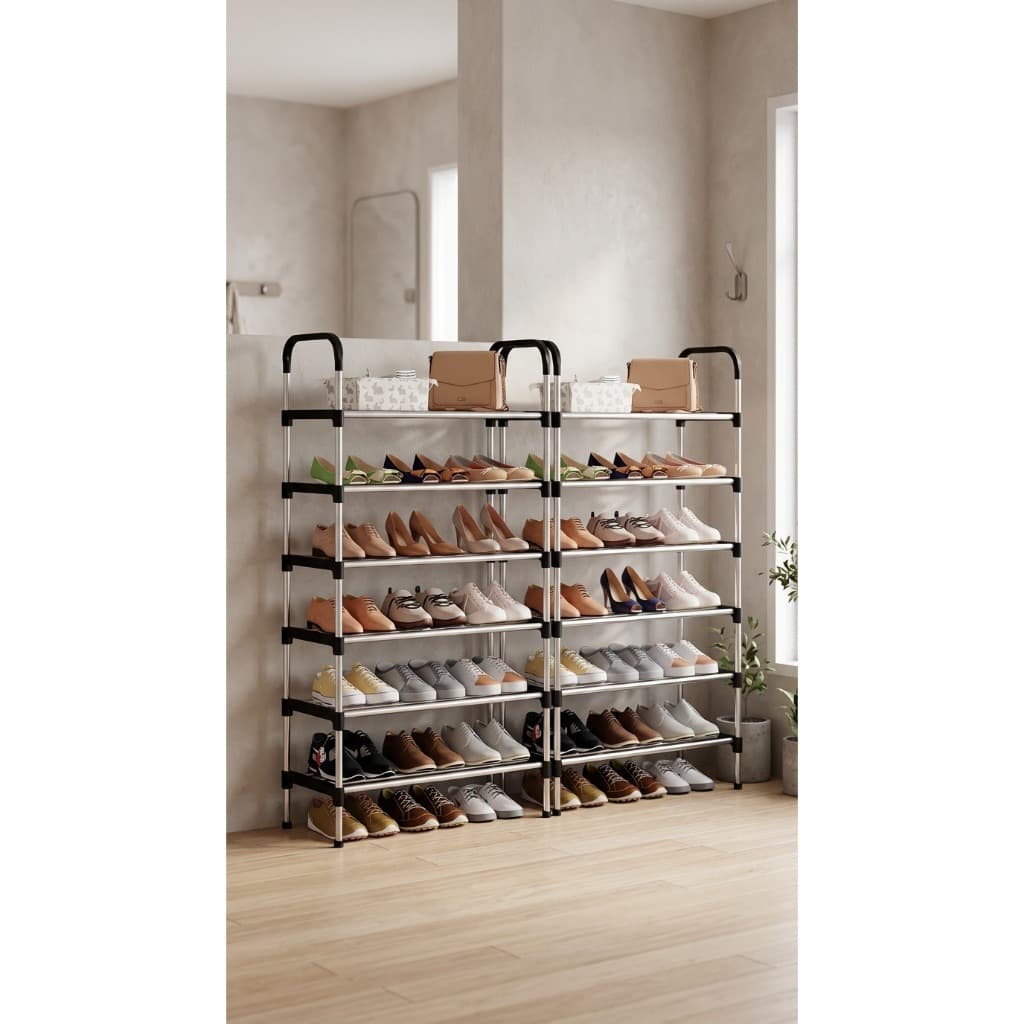 02 Rack Organizador Sapateira Vertical 5 Prateleiras 15 Pares Aço Inox