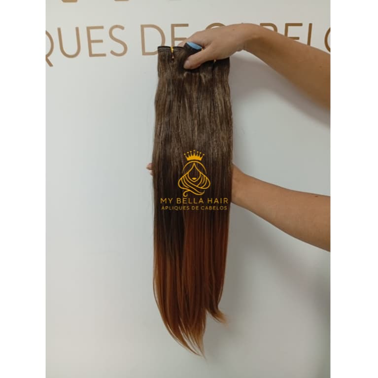 Cabelo Semi Humano Natural Liso Californiana na Fita Adesiva 70cm Mega Hair Premium