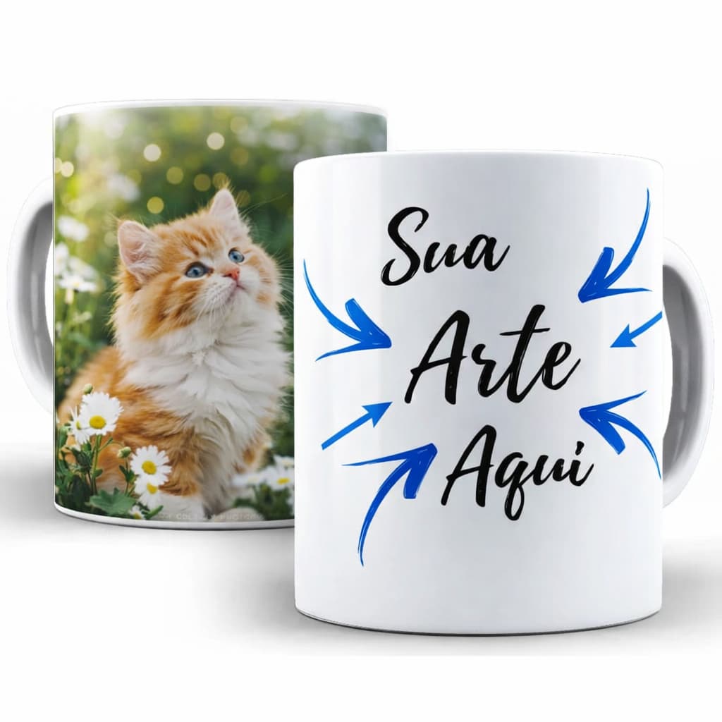 Caneca 325ml Personalizada com Foto, Arte, Símbolo, Logo Presente Criativo Porcelana Branca