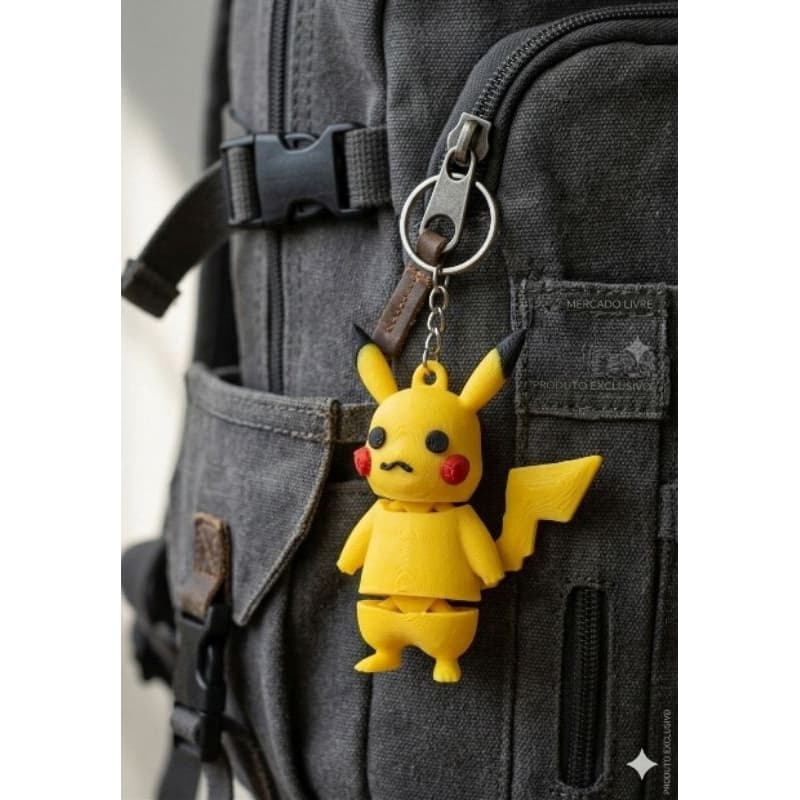 Chaveiro Pikachu Articulado Pokémon Impressão 3D PETG Premium