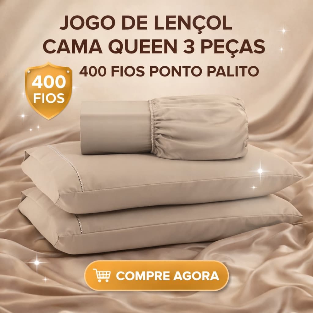 Jogo De Lençol Cama Queen 3 Peças 400 Fios Ponto Palito Cores