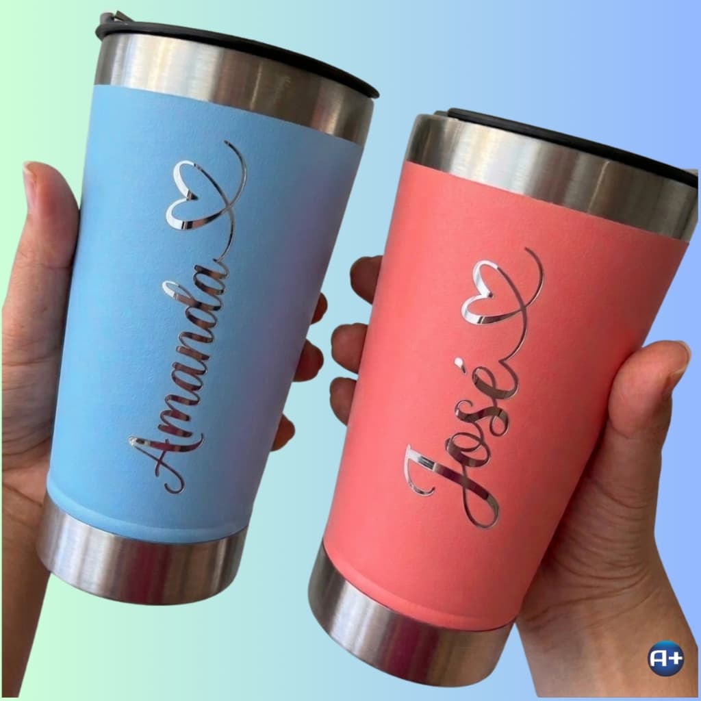Copo Térmico PERSONALIZADO 473mL Inox NOME TIME LOGO TAMPA ABRIDOR PERSONALIZADO Gravação a Laser