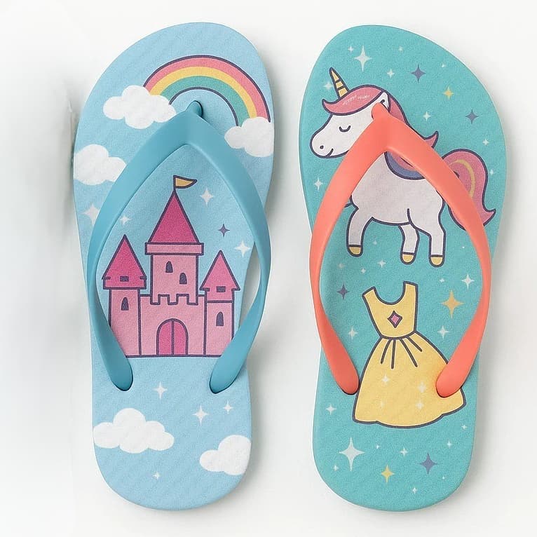 Chinelo Infantil Menina Kit 2 Pares estampas Variadas Leve Macio Confortavel