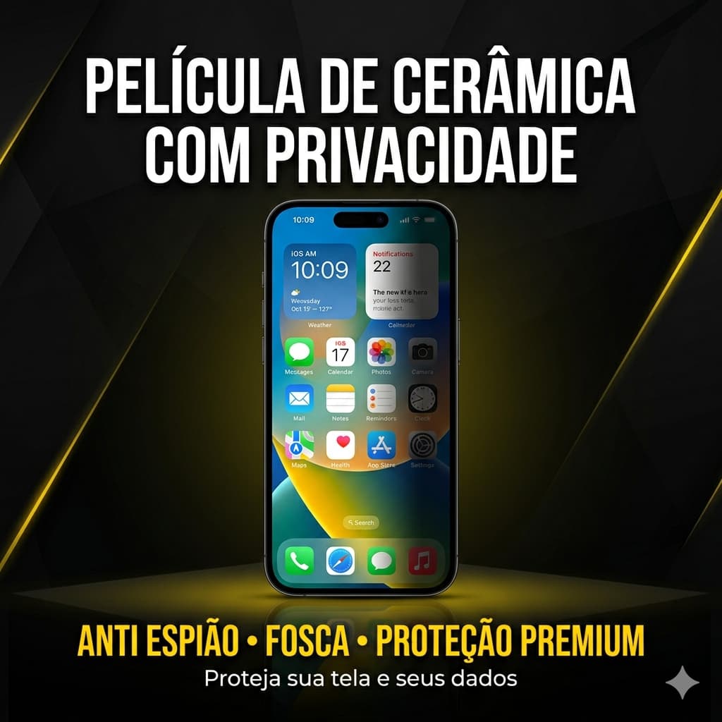 Película de Cerâmica Privacidade iPhone Anti Espião Fosca Proteção Tela