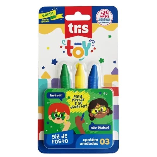 Giz de Rosto lavável  Toy - Brasil - 3 Cores - Tris