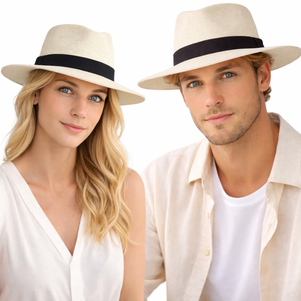 Chapéu De Palha Moda Panamá Praiano Aba Larga Casual De Praia Pesca Acampamento Masculino E Feminino
