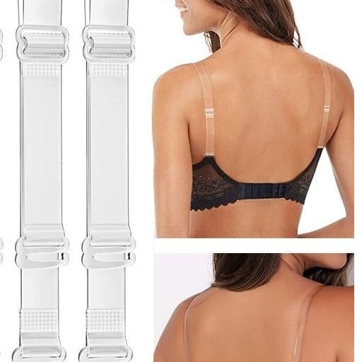 Kit com 2 pares de alças de silicone para sutiã alça transparente removível