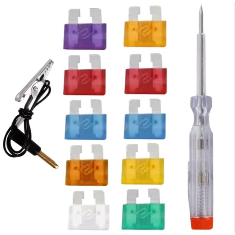 Kit 10 Fusíveis para Carro Lâmina Padrão + Chave Teste 12V Sortido Carro Moto – Sortido 5A a 30A
